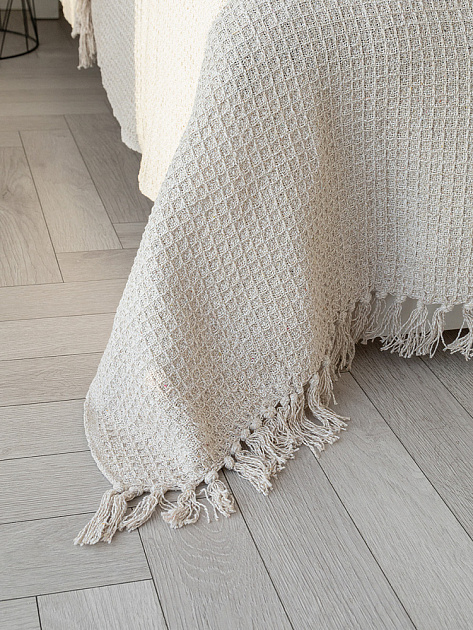 Покрывало 200x220см DE'NASTIA бежевый вафельное меланж хлопок 000000000001229651