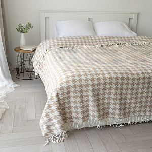 Покрывало 200x230см LUCKY Гусиные лапки бежевый/молочный 50%хлопок/35%акрил/15%полиэстер 000000000001218830