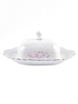 Масленка CMIELOW Рококо Бледная роза отводка платиной фарфор 000000000001214852