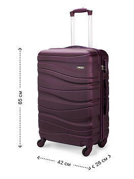 Чемодан на колесах M (42х26х65см) волна бургунд ABS 000000000001226527