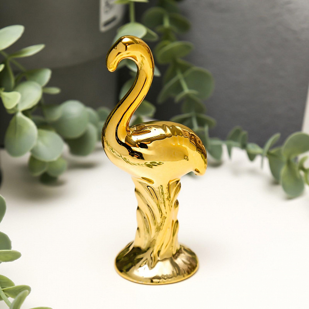 Фигура декоративная 12см Фламинго золото/серебро/розовое золото керамика 000000000001210785