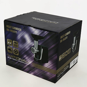 Мясорубка, мощность 2000 Вт,  2,2 Кг/мин, реверс, 2 решетки 7/5 мм, Насадки для приготовления Колбасок и Кеббе, National NK-MG011 000000000001192667