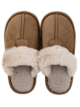 Тапочки домашние 38-39 женские угги светло-коричневый полиэстер/ПВХ 000000000001228912