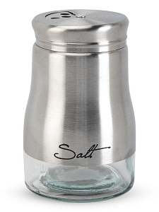 Солонка 5,8х9,2см 140мл нержавеющая сталь/стекло 000000000001228447