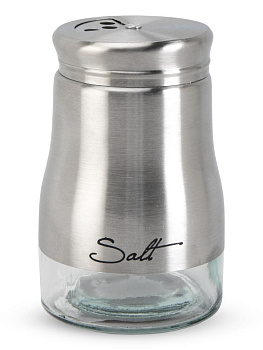 Солонка 5,8х9,2см 140мл нержавеющая сталь/стекло 000000000001228447