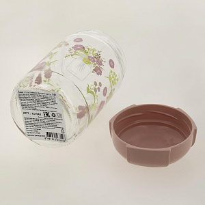 Банка 600мл RENGA Цветы с пластиковой крышкой стекло 000000000001203279