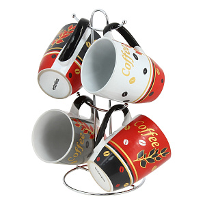 Набор кружек на подставке Кофетайм Matissa, 360мл, 4 шт. 000000000001114848