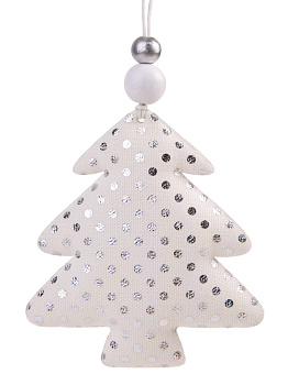 Новогоднее подвесное украшение Елочка с серебряными кружочками из хлопчатобумажной ткани / 8x1,5x9см арт.80217 000000000001191284