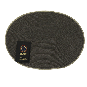 Салфетка сервировочная 40х30см DE'NASTIA Овал с контрастным краем коричневая/бежевая 70% полипропилен 30% полиэстер 000000000001208017