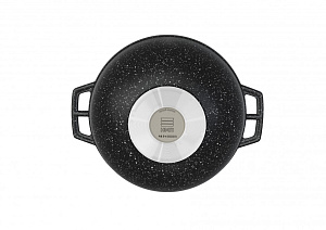 Казан 4,5л НЕВА МЕТАЛЛ ПОСУДА Каменная сферический стеклянная крышка черный гранит алюминий 000000000001212704