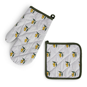 Набор кухонный (рукавица 18х26см + прихватка 17х17см) СОФТИ Оливки серый хлопок 100% 000000000001218613