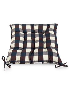 Подушка на стул 40x40см Клетка крупная сине-серый полиэстер 000000000001228081