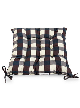 Подушка на стул 40x40см Клетка крупная сине-серый полиэстер 000000000001228081