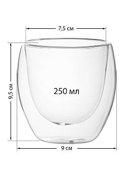 Кружка 250мл LUCKY бочонок с двойными стенками без ручки стекло 000000000001212886