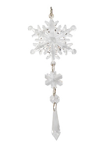 Декоративное украшение Капля на елку со снежинкой 6,5см прозрачная пластик 000000000001228120