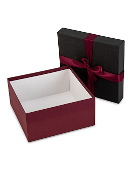 Коробка подарочная 19x19x9см РУТАУПАК бант черный-бордовый картон 000000000001222337