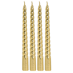 Набор свечей 4шт 25см витые золото парафин 000000000001214481