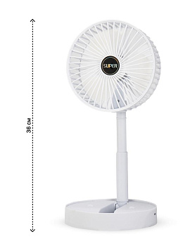 Вентилятор настольный 16,8х8,7х36см 5В 5Вт складной 1скорость регулировка наклона регулировка высоты питание от USB белый пластик 000000000001227267