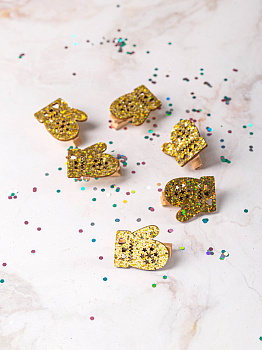 Декоративное украшение Прищепки Варежки золотые 3,5х3,0,2см MANDARIN береза 000000000001209322