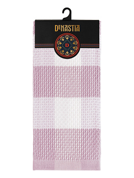 Полотенце кухонное 40x60см DE'NASTIA Вафля Клетка лавандовый хлопок 000000000001213585