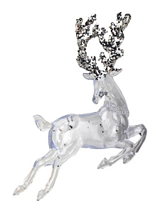 Декоративное украшение Олень на елку 12см прозрачный пластик 000000000001228104