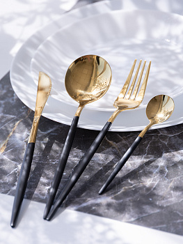 Набор столовыx ложек 2шт LUCKY Modern черный/золото нержавеющая сталь 000000000001212638