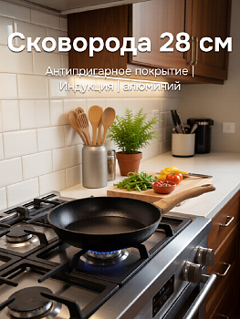Сковорода 28см антипригарное покрытие индукция алюминий 000000000001229048