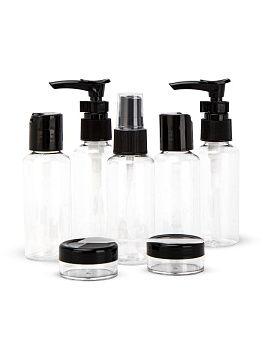 Набор флаконов дорожный 7шт 10мл/50мл черный пластик 000000000001226589