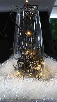 Гирлянда-Бахрома 1,8м 48LED LUAZON LIGHTING IP20 8 режимов 220В тёмная нить свечение тёплое белое 000000000001207979