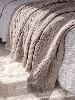 Плед 150х200см DE'NASTIA Коса бежевый 100%акрил 000000000001212166