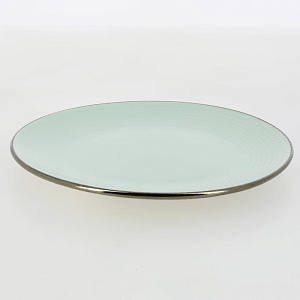 Тарелка десертная 19,7см LUCKY Точки металлическая кайма мятный керамика 000000000001211241