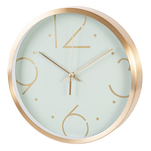 Часы настенные кварцевые Модерн мятный (корпус из алюминия, циферблат из полистирола, питание от батарейки типа AA 25,2x4,2см 79653 000000000001185758
