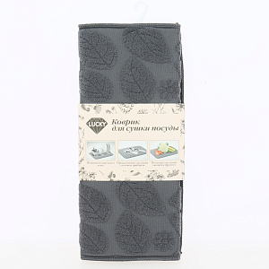 Коврик для сушки посуды 30x40см LUCKY Листья темно-серый жаккард микрофибра 000000000001198060