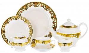 Набор столовый 22шт чашка/блюдце/чайник/сахарница/молочник/блюдо/тарелка 123-16024 000000000001197878