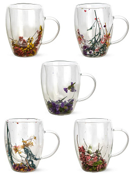 Кружка 350мл Цветы в ассортименте стекло 000000000001223478