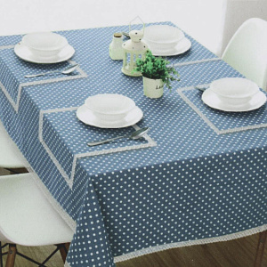 Комплект LUCKY Прованс (скатерть 150x250см + 4 салфетки 43x43см) в горох синий/белый 100% полиэстер E020174 000000000001202449