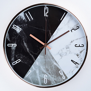 Часы настенные D30см Marbre круглые пластик/стекло 000000000001209235
