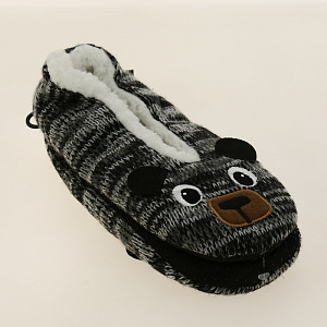 Туфли домашние(тапки) р.39-40 Животные вязаный серый 50%акр 50%пэ J000055(35-36) 000000000001187755