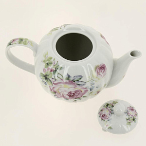 Набор чайный фарфор 13шт (6 чашек 220мл + 6 блюдец + чайник 1000мл) подарочная упаковка Флора Аромат Olaff 124-01169 000000000001200547