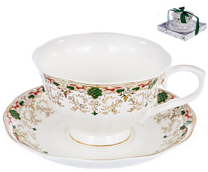 Чайная пара, чашка 250мл + блюдце, изумруд, подарочная упаковка,122-05026 000000000001181589