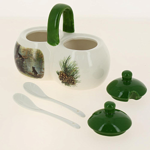 Банка двухсекционная Для специй п/упУтро в сосновом лесу,ZFC061-30 000000000001193109