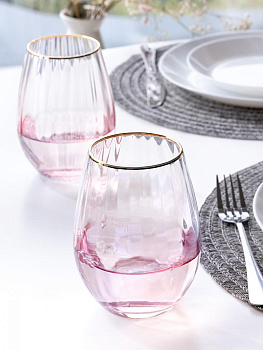 Набор стаканов 2шт 550мл LUCKY розовый стекло 000000000001208028