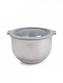 Миска 1,5л DE'NASTIA прозрачная крышка силиконовое дно серый нержавеющая сталь 000000000001228055