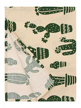 Полотенце кухонное DeNASTIA Коллекция "Кактусы" 40x60см Хлопок70%/ПЭ30% молочный/зелёныйD000201 000000000001202897