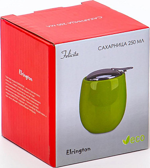 Сахарница 250мл Elrington ФЕЛИЧИТА с крышкой глазурь зелёный подарочная упаковка керамика 109-06077 000000000001203886