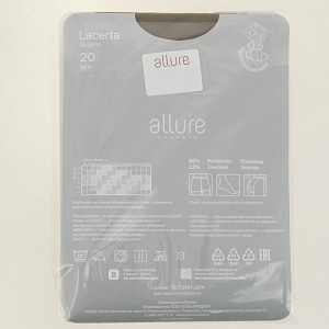Колготки женские 20ден р.4 ALLURE Лацерта Глэйс Классические тонкие колготки для теплого сезона с усиленной верхней частью и укрепленным мыском 000000000001204898