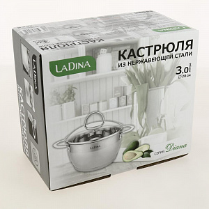 Кастрюля 3л 20см LADINA REGULAR Diana нержавеющая сталь 000000000001204268