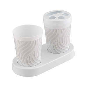 Набор для ванной комнаты на подставке 2предмета ПОЛИМЕРБЫТ BREEZE wave пластик 431720000 000000000001213057