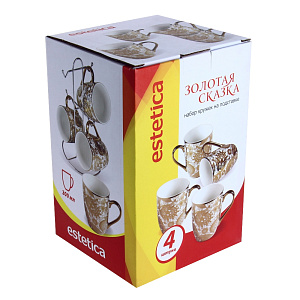 Набор кружек на подставке Золотая Сказка Estetica, 300мл, 4 шт. 000000000001077033