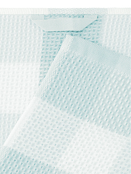 Полотенце кухонное 40x60см DE'NASTIA Вафля Клетка бирюзовый хлопок 000000000001213583